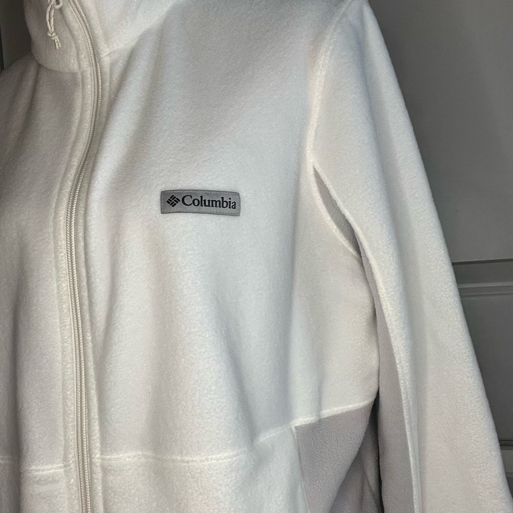 Columbia Full Zip Fleece Jacket, Cream/Gray, Size XXL - Picture 3 of 8